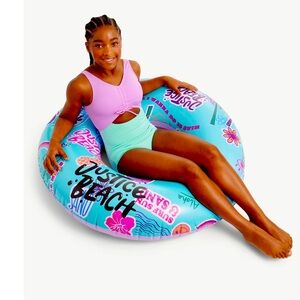 Justice 39" Inflatable Tube Pool Float, Aloha Teal Color, Ages 6+